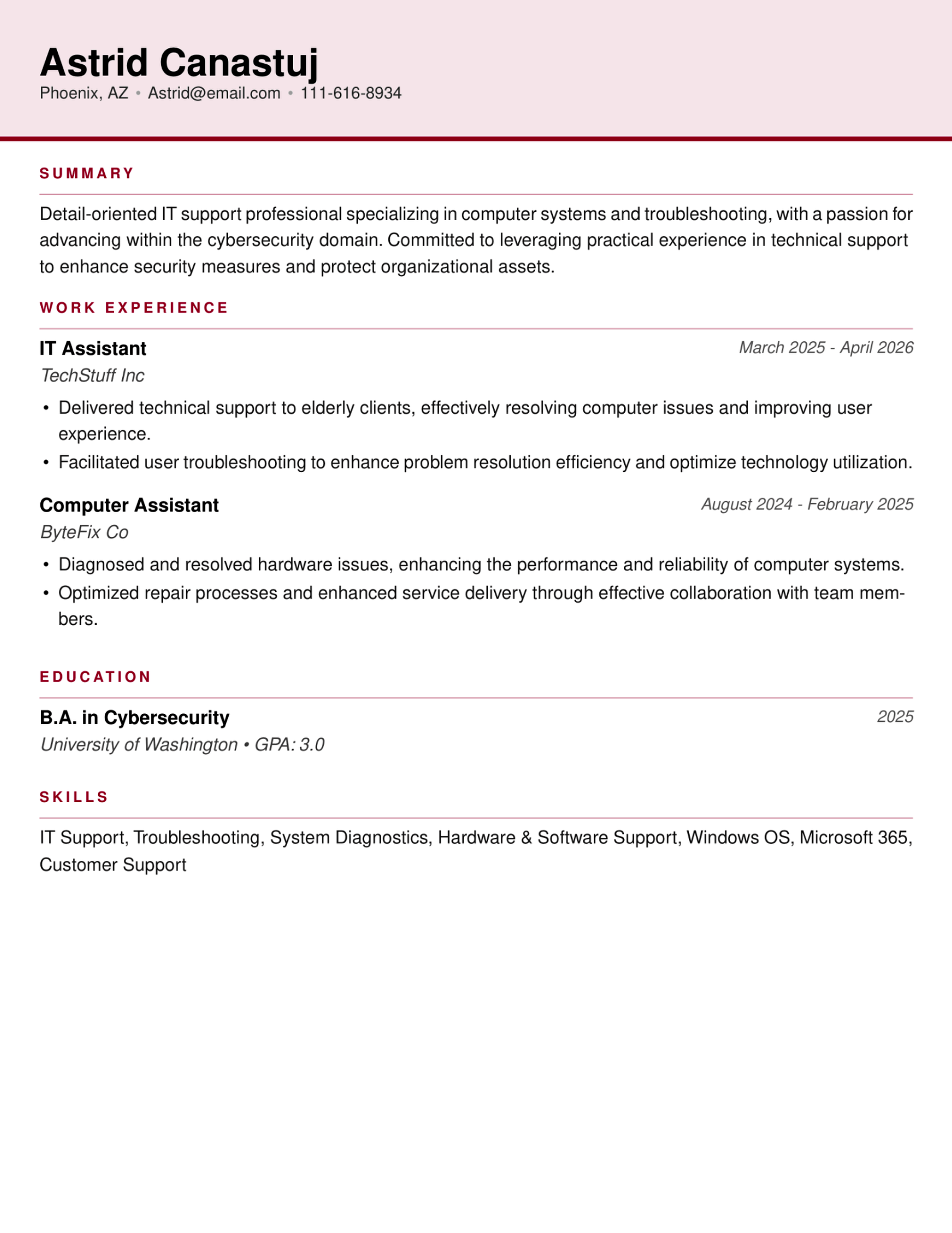 Good resume example